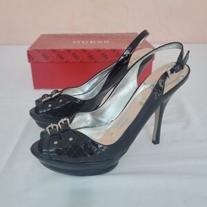 Guess Black Slingback Heels Patent Leather Pumps Y2K
